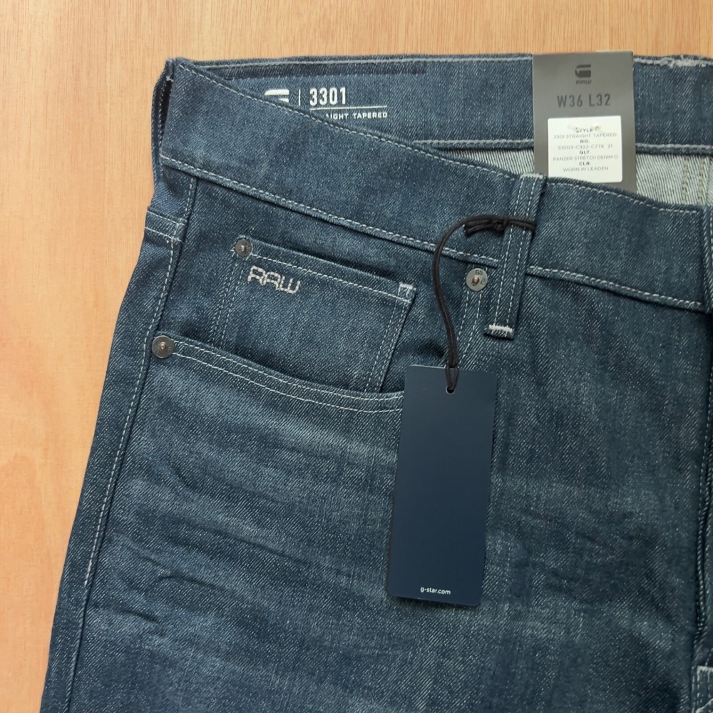 NWT G-STAR RAW‎ 3301 men's jeans size 36X32 straight tapered button fly - Picture 2 of 5